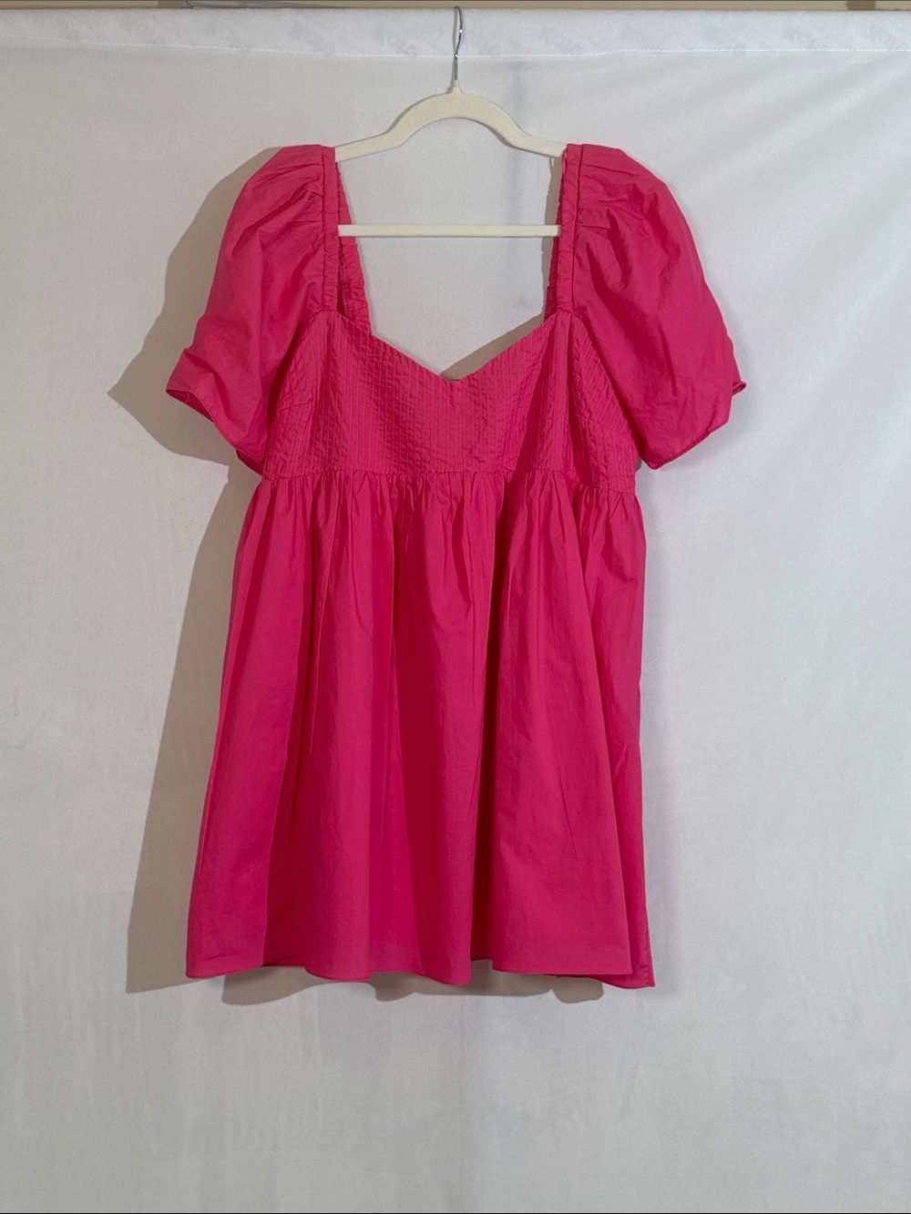 Hyacinth House Mini Dress Size XL Bright Pink Puff Sleeve Sweatheart Neckline EU